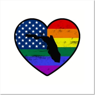 Florida United States Gay Pride Flag Heart Posters and Art
